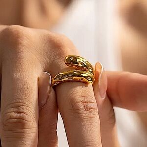 Gold Plated Irregular Hammered Ring Dented